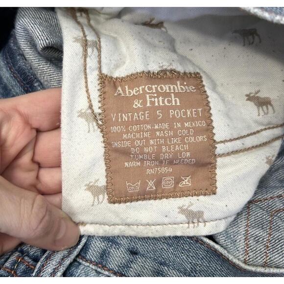 Vintage Y2K Abercrombie And Fitch Blue Denim Flare Bootcut Jeans Low Rise 2R - Picture 6 of 8